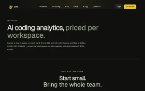 Zest pricing page with plans and prices — screenshot of the coding AI tool, 2026-10-02