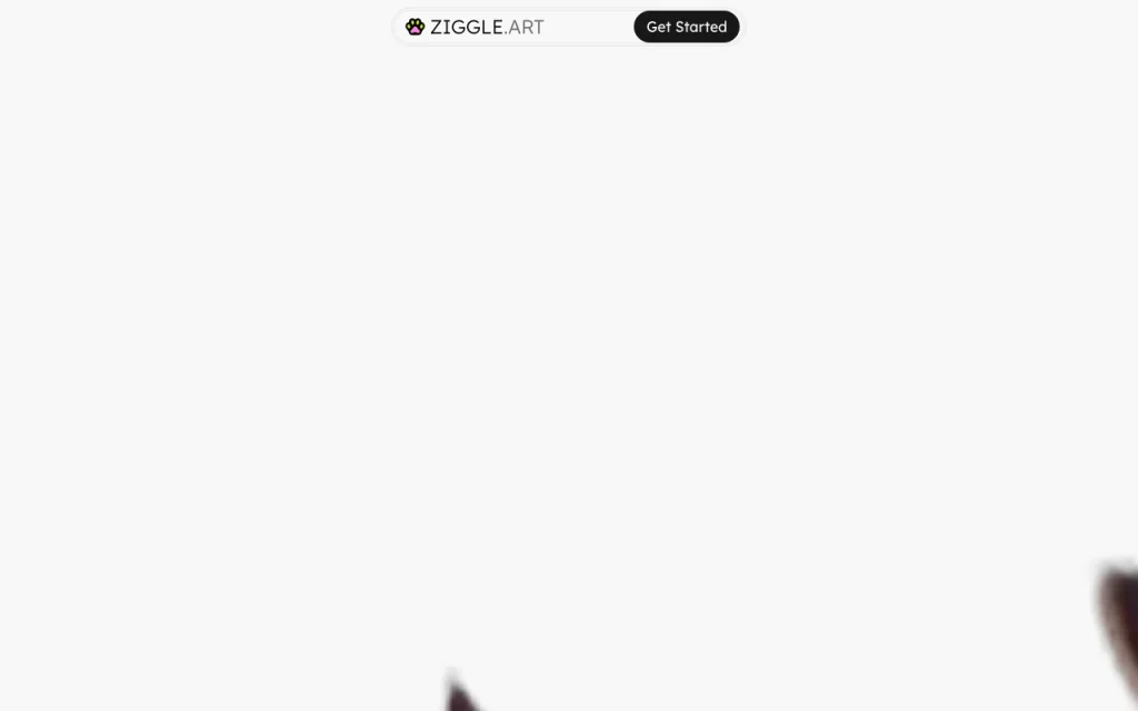 Capture d'écran de la page d'accueil de ziggle.art (Mascot Animator), outil d'IA génération d'images